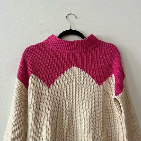 J. Crew x The Reeds Pink & Cream Chevron Ski Sweater - Picture 3 of 9